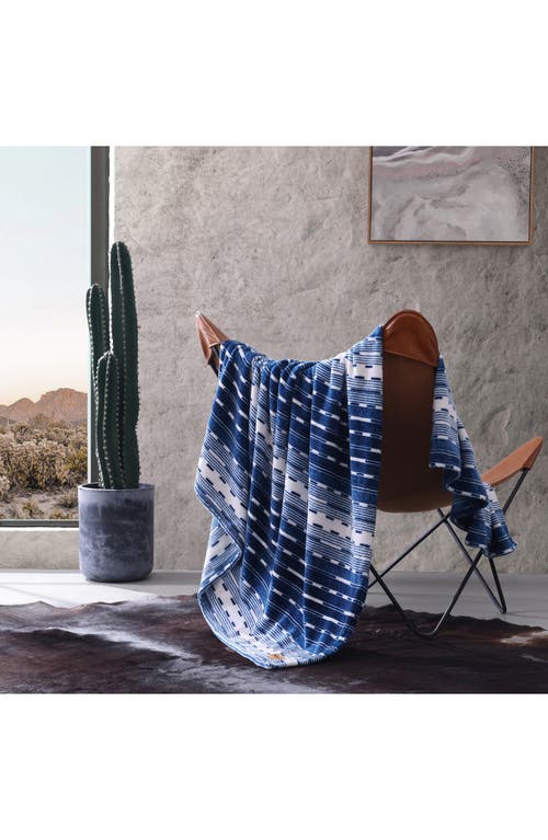 Wrangler Logan Stripe Ultra Soft Plush Fleece Reversible Throw Blanket In Blue
