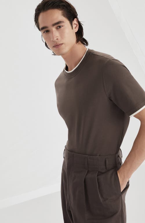 Brunello Cucinelli Men's Knitted T-shirt In Coffee