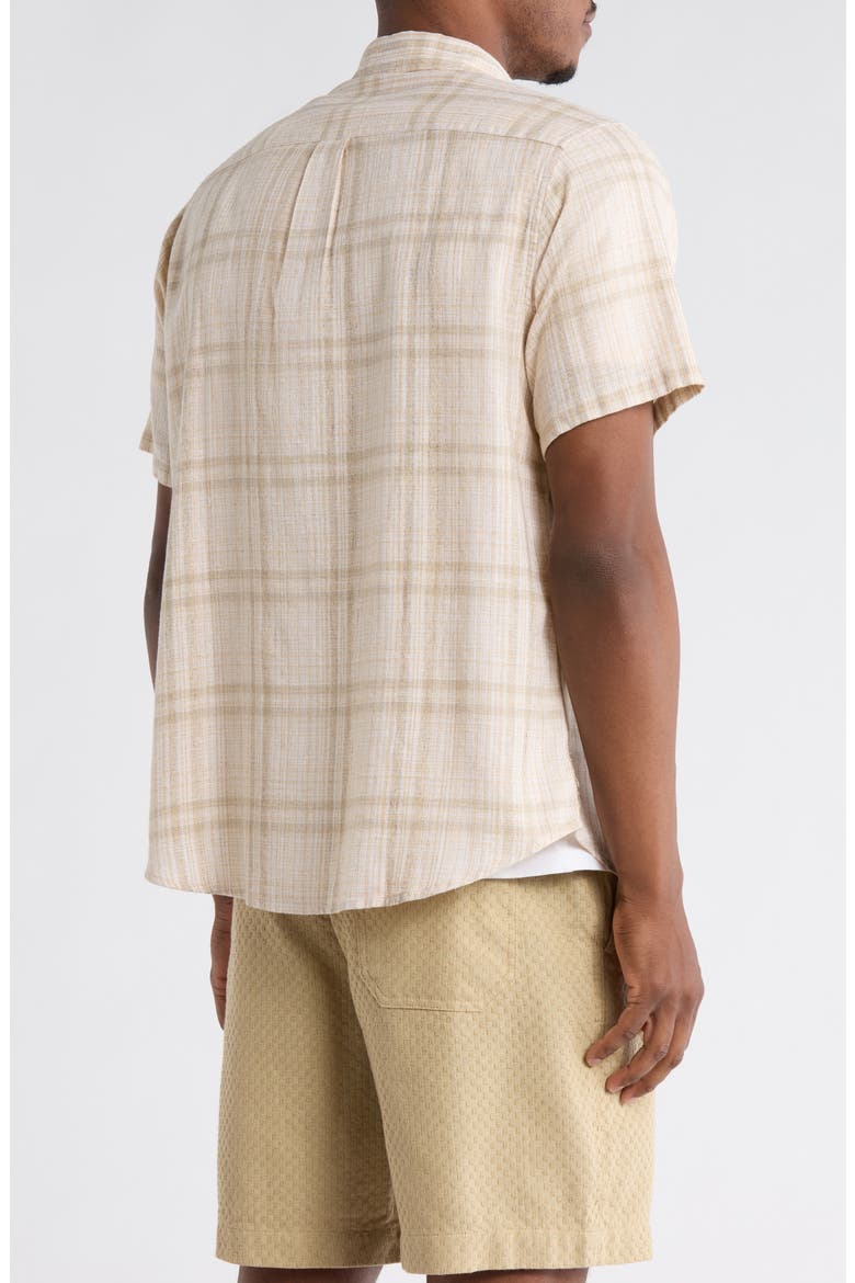 San Gabriel Short Sleeve Cotton & Linen Button-Up Shirt, Alternate, color, NATURAL MULTI PLAID