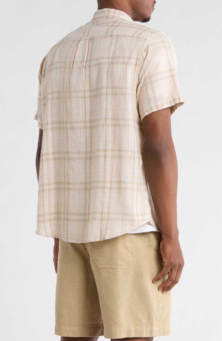 Lucky Brand San Gabriel Short Sleeve Cotton & Linen Button-Up Shirt, Alternate, color, Natural Multi Plaid