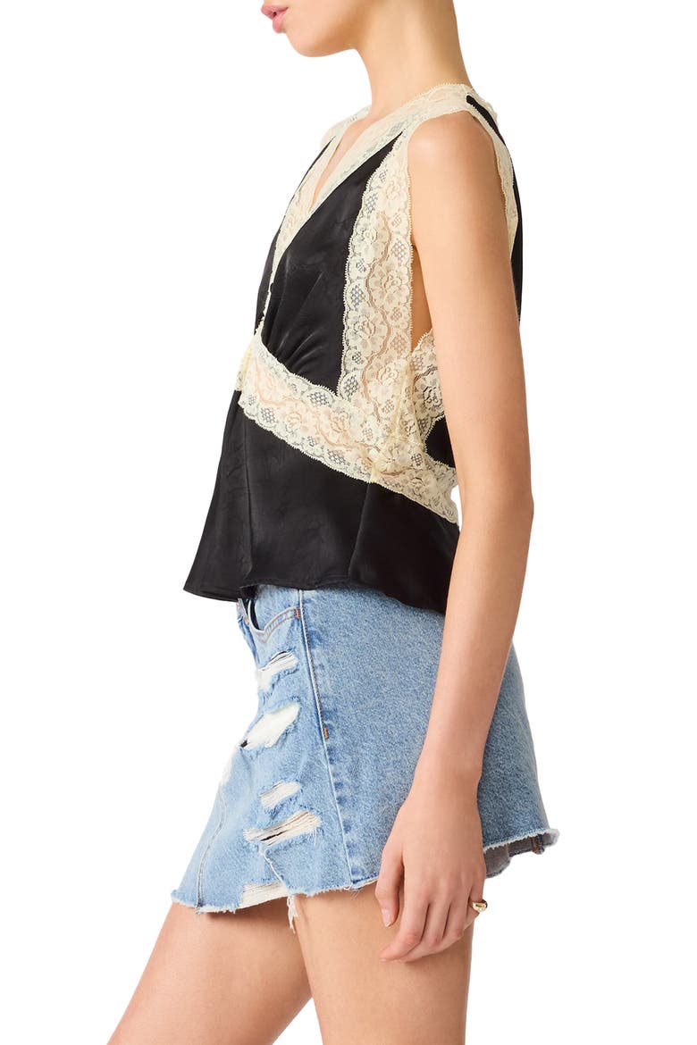 Elinor Lace Accent Top, Alternate, color, BLACK