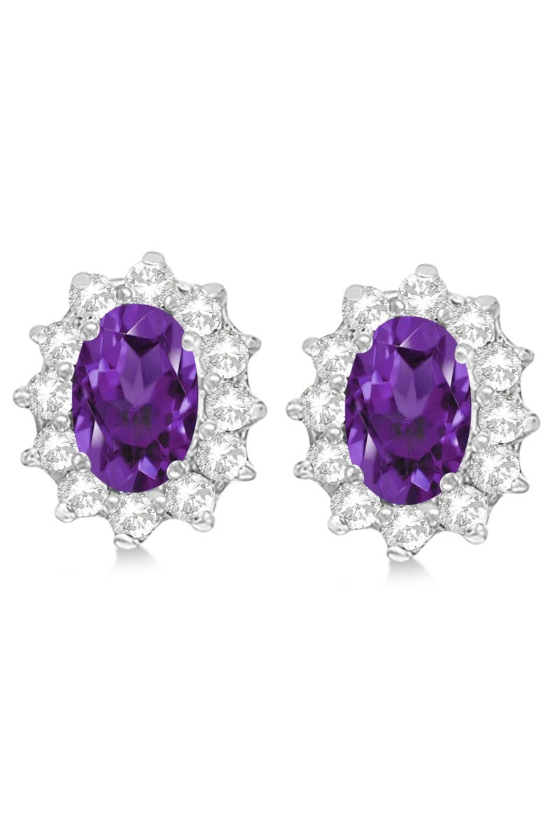 Oval Amethyst & Diamond Accented Earrings 14k, Alternate, color, 2.05ct/White Gold