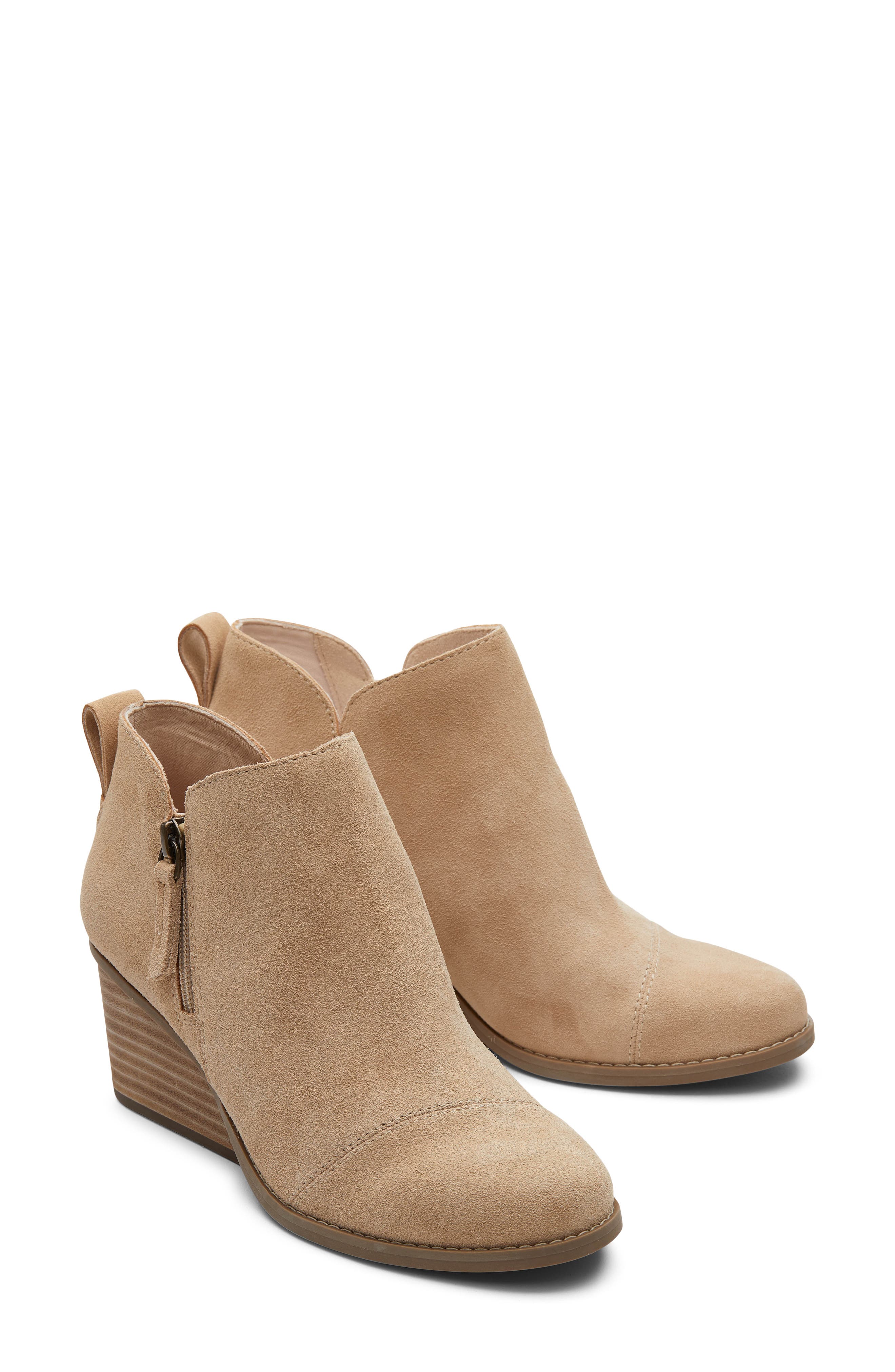 Wedge Leather Bootie, Alternate, color, NATURAL