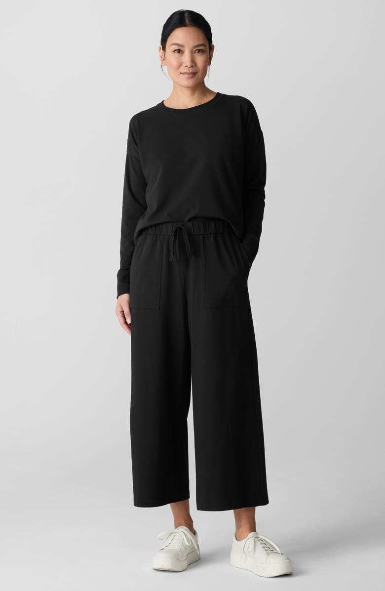 Eileen Fisher Stretch Organic Cotton Crop Wide Leg Pants, Alternate, color,