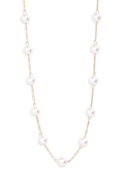 Faux Pearl Station Necklace