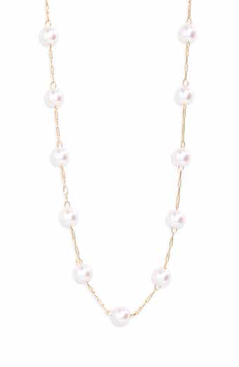Faux Pearl Station Necklace