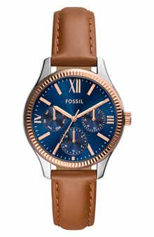 Rye Multifunction Leather Strap Watch, 36m.