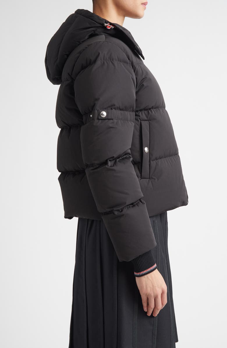 Thom Browne Armband Down Jacket with Removable Hood, Alternate, color, Black