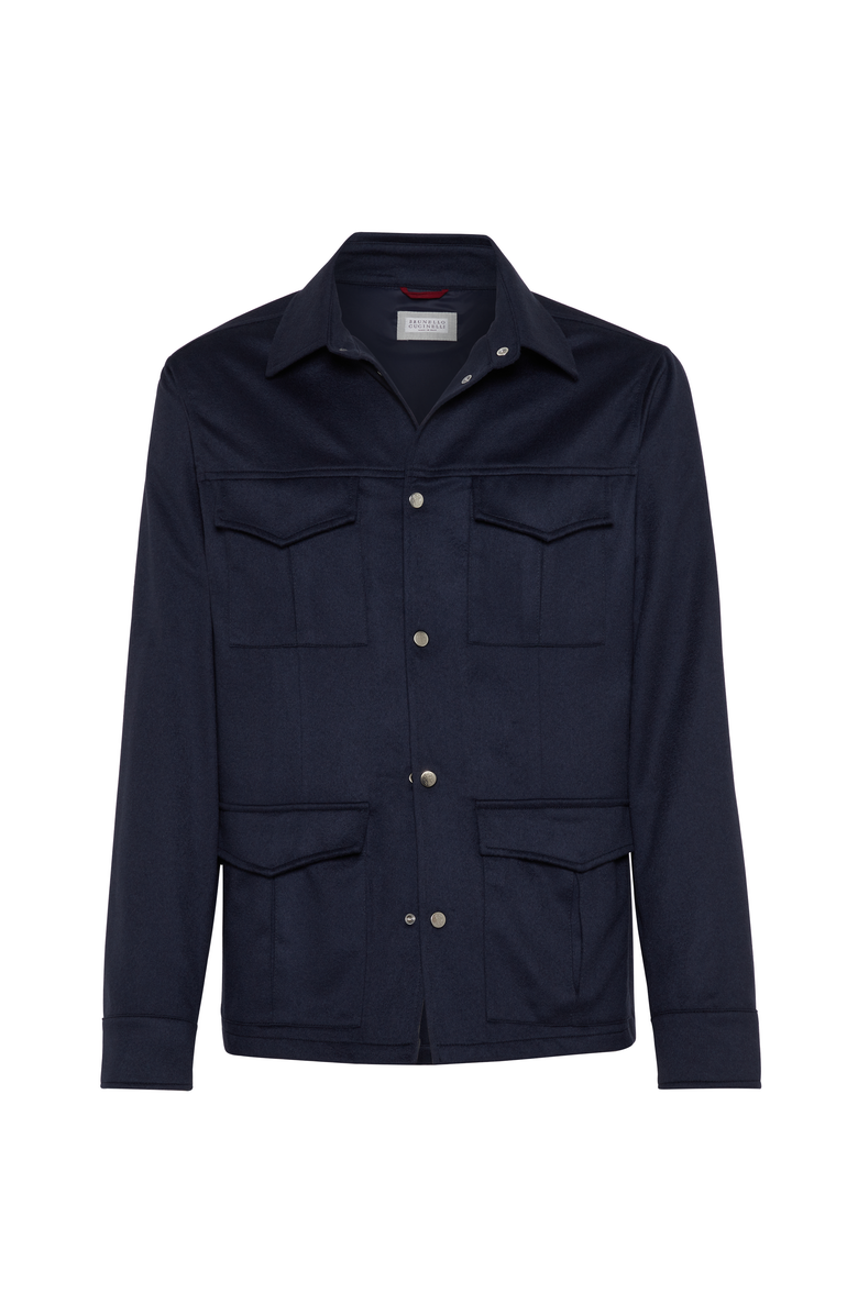 Brunello Cucinelli Flannel safari jacket, Main, color, Avio Blue