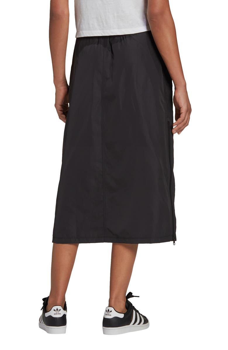 adidas Adicolor Zipper Recycled Polyester Midi Skirt, Alternate, color, 