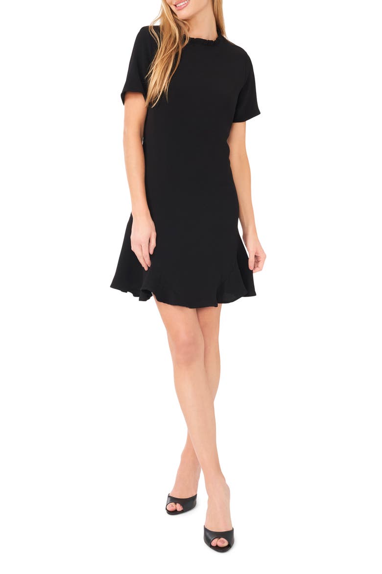 Ruffle Crepe Minidress, Main, color, RICH BLACK