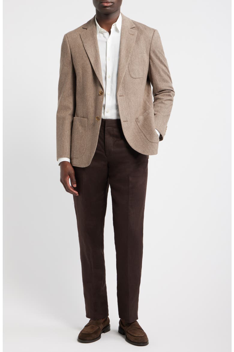 Henrik Trim Fit Brown Knit Herringbone Cotton & Linen Sport Coat, Alternate, color, TAN EERO HERRINGBONE TWILL