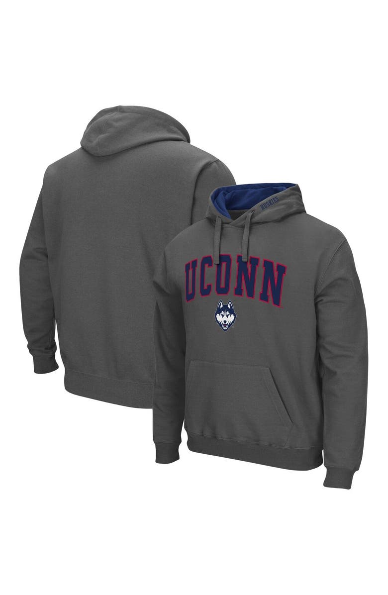 COLOSSEUM Men's Colosseum Charcoal UConn Huskies Arch & Logo 3.0 Pullover Hoodie, Main, color, Charcoal