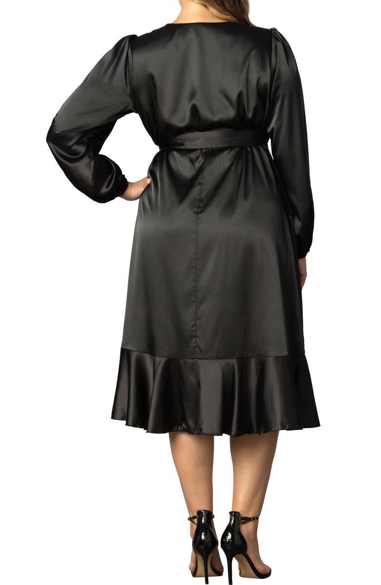 Kiyonna Serena Long Sleeve Satin Wrap Dress, Alternate, color, 