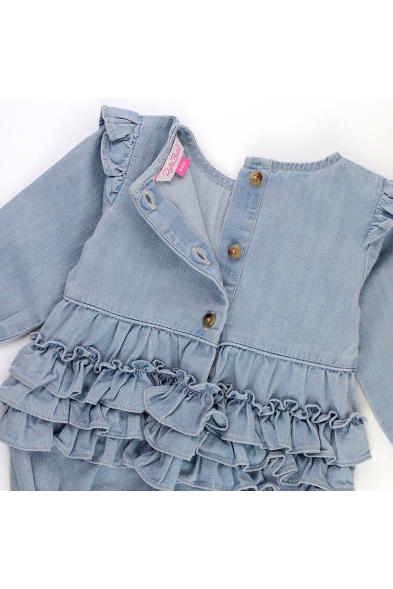 Long Sleeve Flutter Bubble Romper, Alternate, color, Light Wash