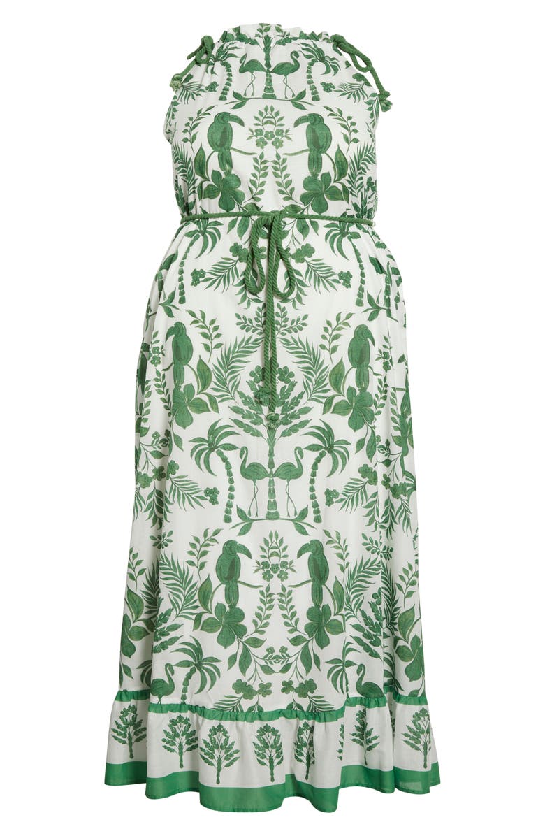 SUGARLIPS Kimana Floral Cotton Maxi Dress, Alternate, color, White/ Green