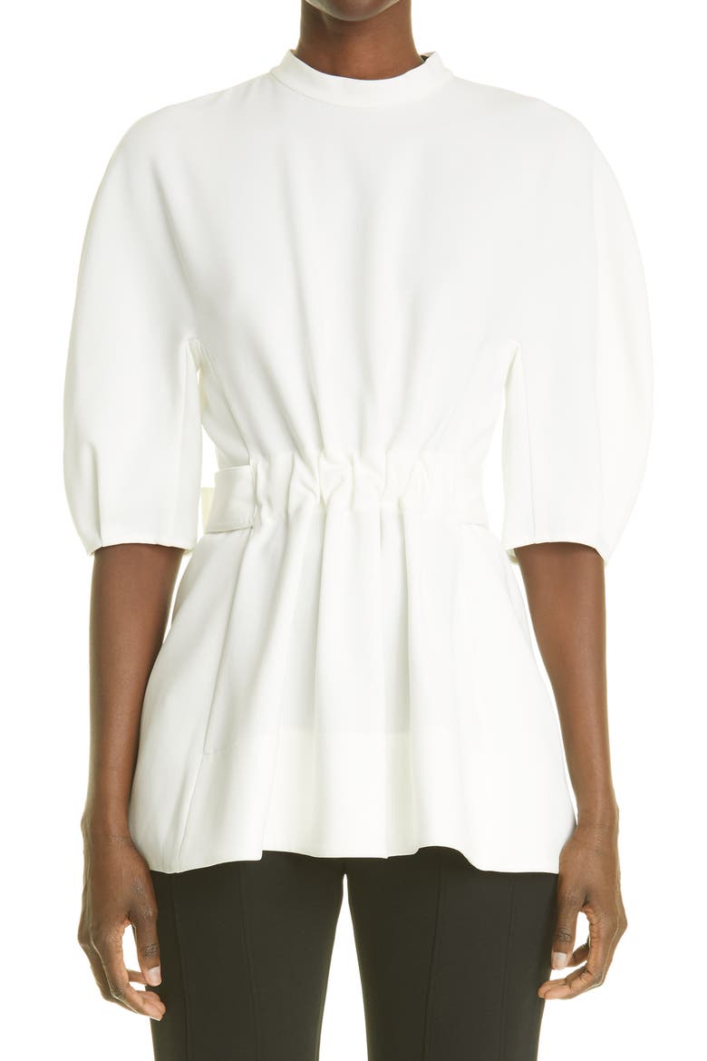 Peplum Crepe Top, Main, color, OFF WHITE