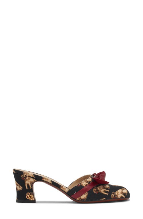 Valentino Knotty 60 Printed Leather Mules In Black