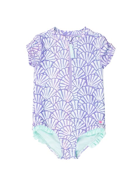 Toddler Girls Short Sleeve UPF50+ One Piece Rash Guard