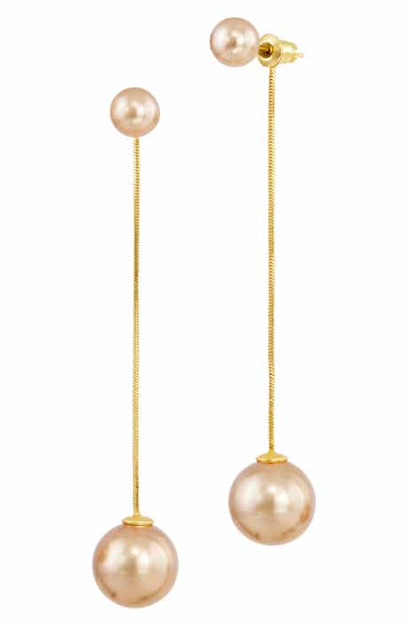 SAVVY CIE JEWELS Faux Pearl Chain Drop Earrings