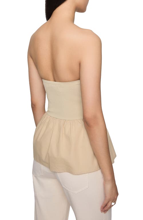 Rebecca Minkoff Ruthie Mixed Media Strapless Peplum Top