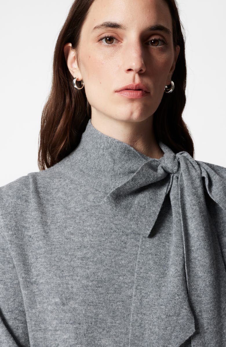 & Other Stories Bow Detail Merino Wool Sweater Dress, Alternate, color, Grey Medium Dusty