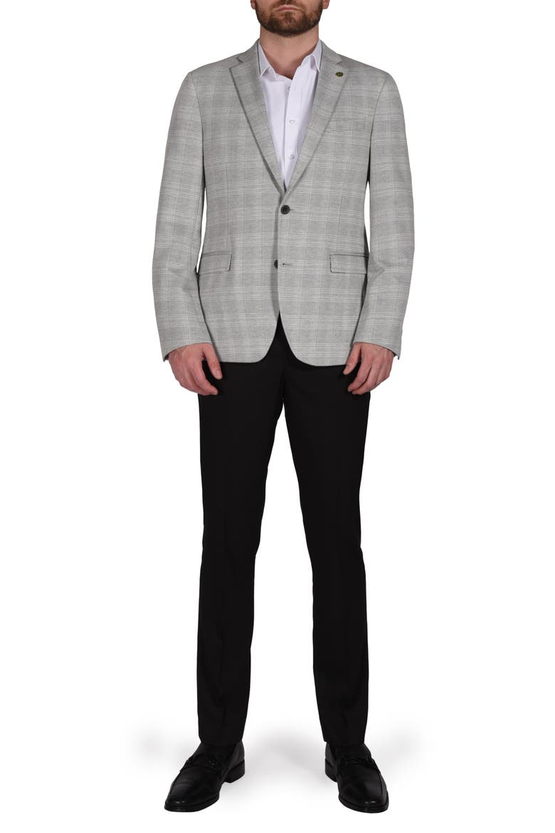 Plaid Knit Sport Coat, Alternate, color, GREY