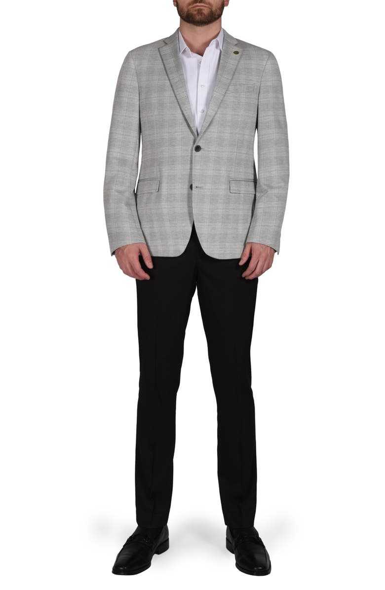 CRICKETEER Plaid Knit Sport Coat, Alternate, color, Grey