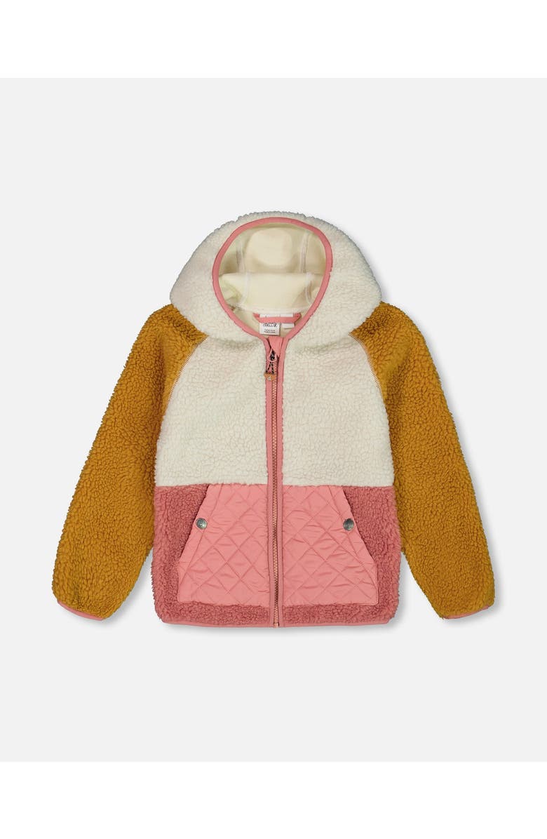 Deux par Deux Baby Girl's Mid-Season Colorblock Jacket Orange, Off-White, And Old Pink, Main, color, 