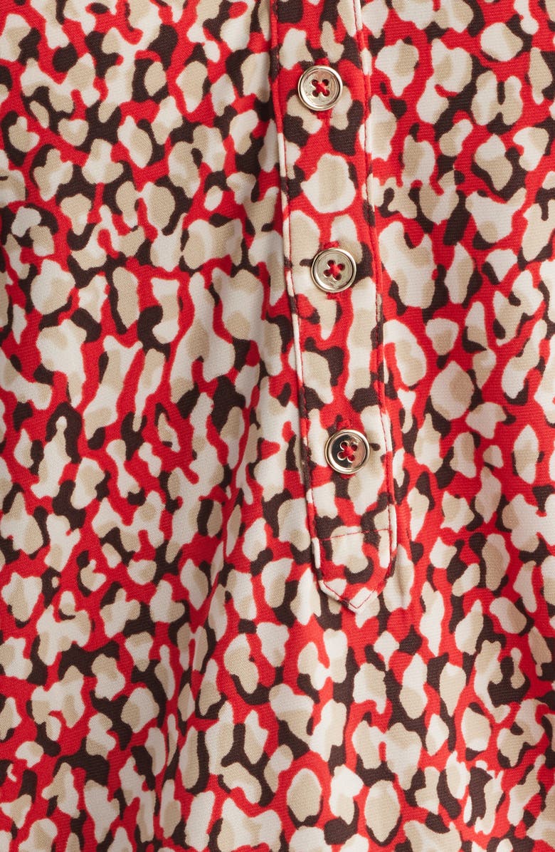 AK ANNE KLEIN Abstract Print Button-Up Shirt, Alternate, color, Begonia Red Mlt
