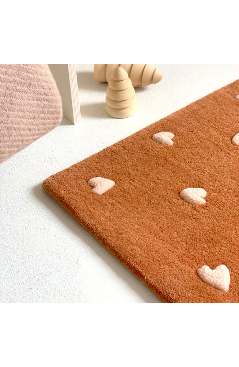 Maison Deux Hearts Rug, Alternate, color, Brown / Pink Print