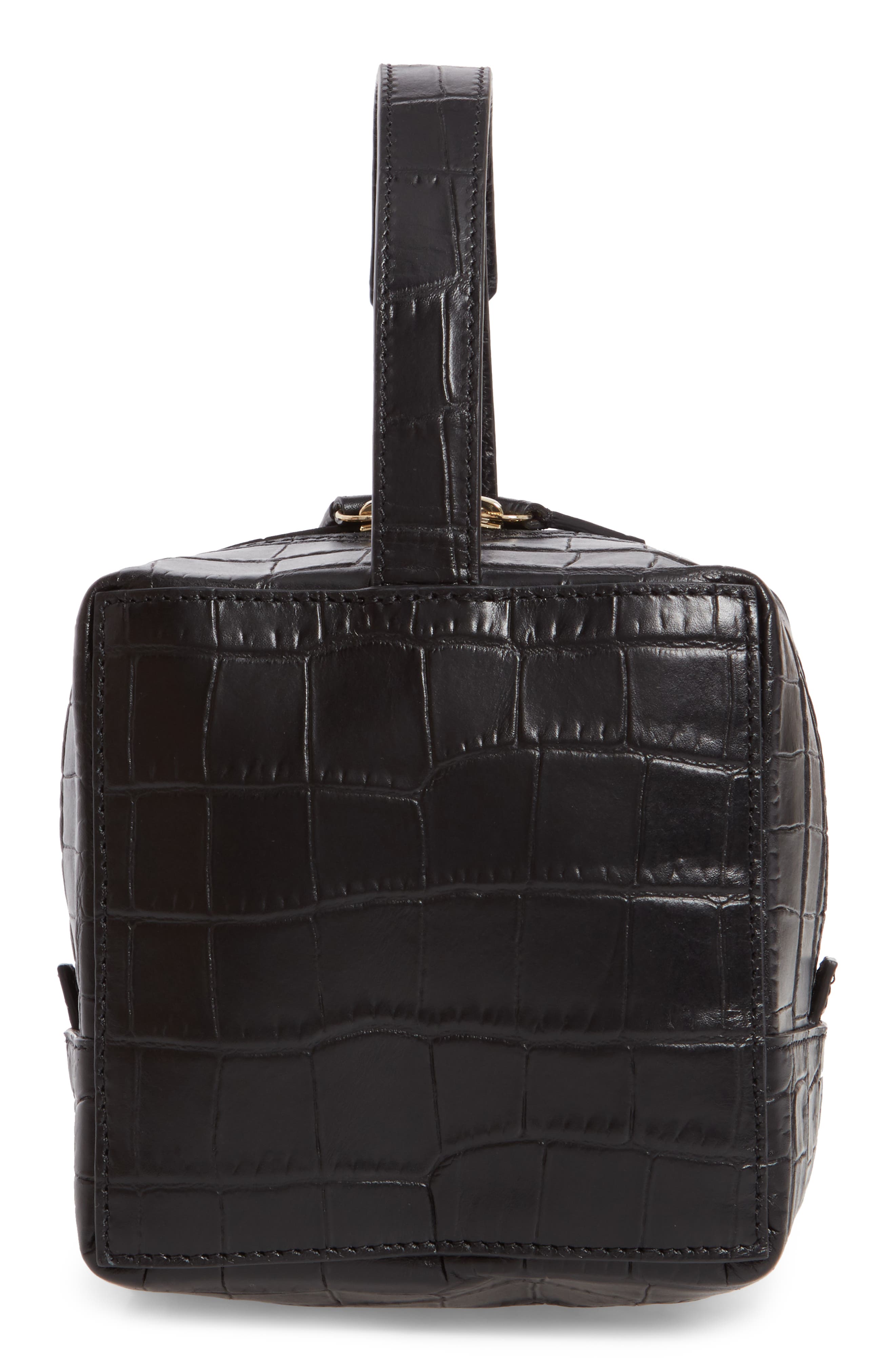 FRAME Les Second Cube Croc Embossed Leather Satchel, Alternate, color, 