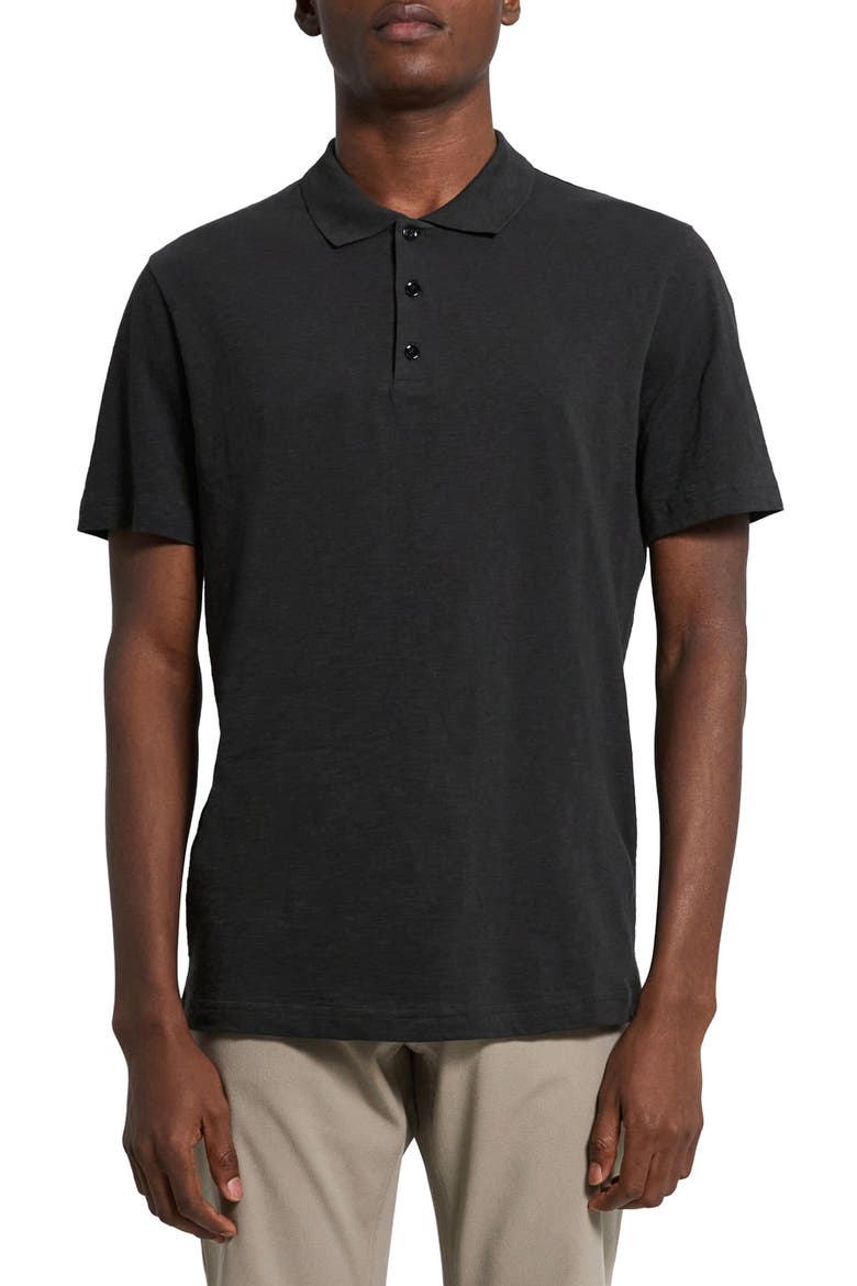 Bron in Cosmos Slub Cotton Polo Shirt, Main, color, BLACK - 001