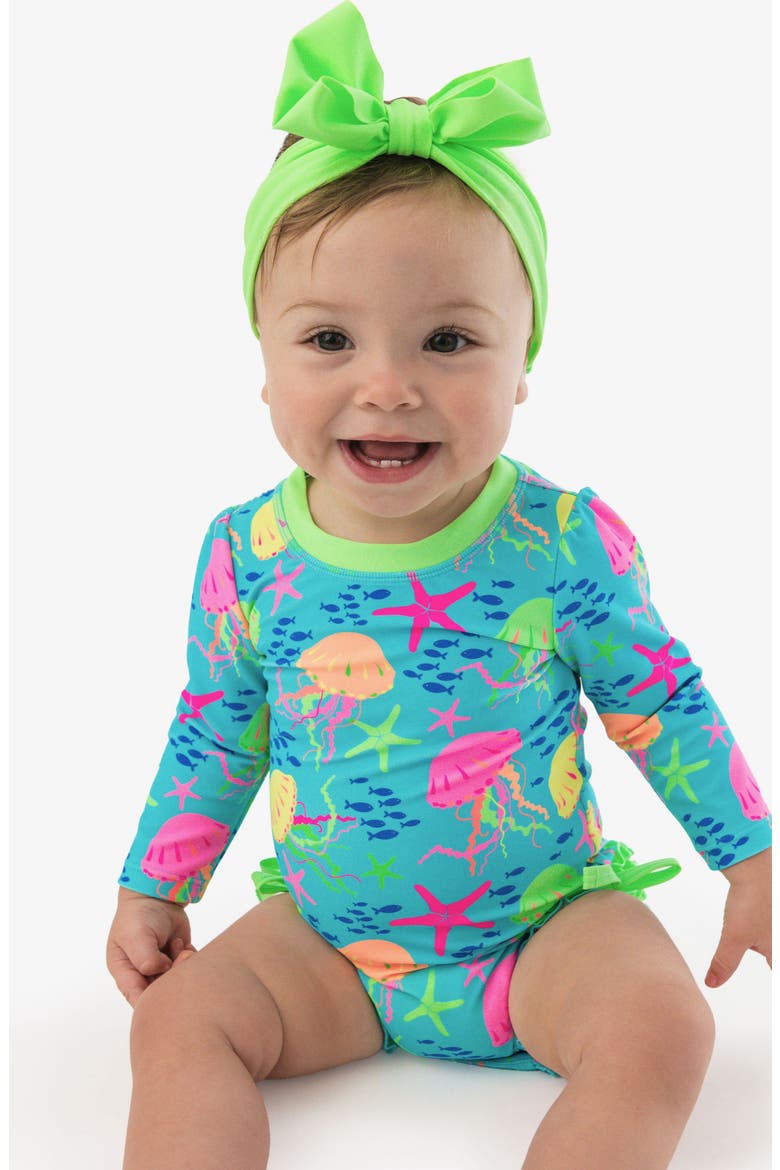 Kids' Jelly Time Long Sleeve One-Piece Rashguard Swimsuit, Alternate, color, BLUE