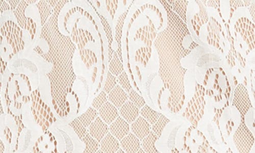 Tash And Sophie Quarter Wide Sleeve Lace Dress In Ivory/nude