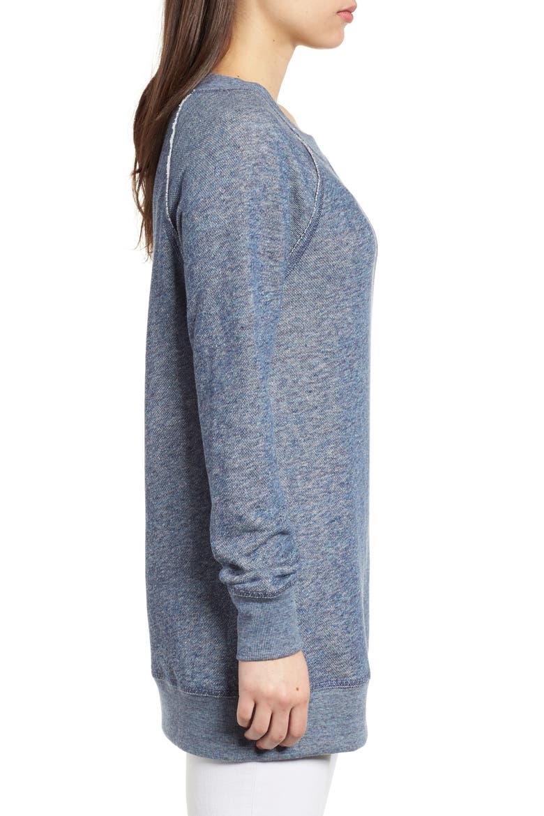 Space Dye Tunic Sweatshirt, Alternate, color, BLUE STREAKY PATTERN