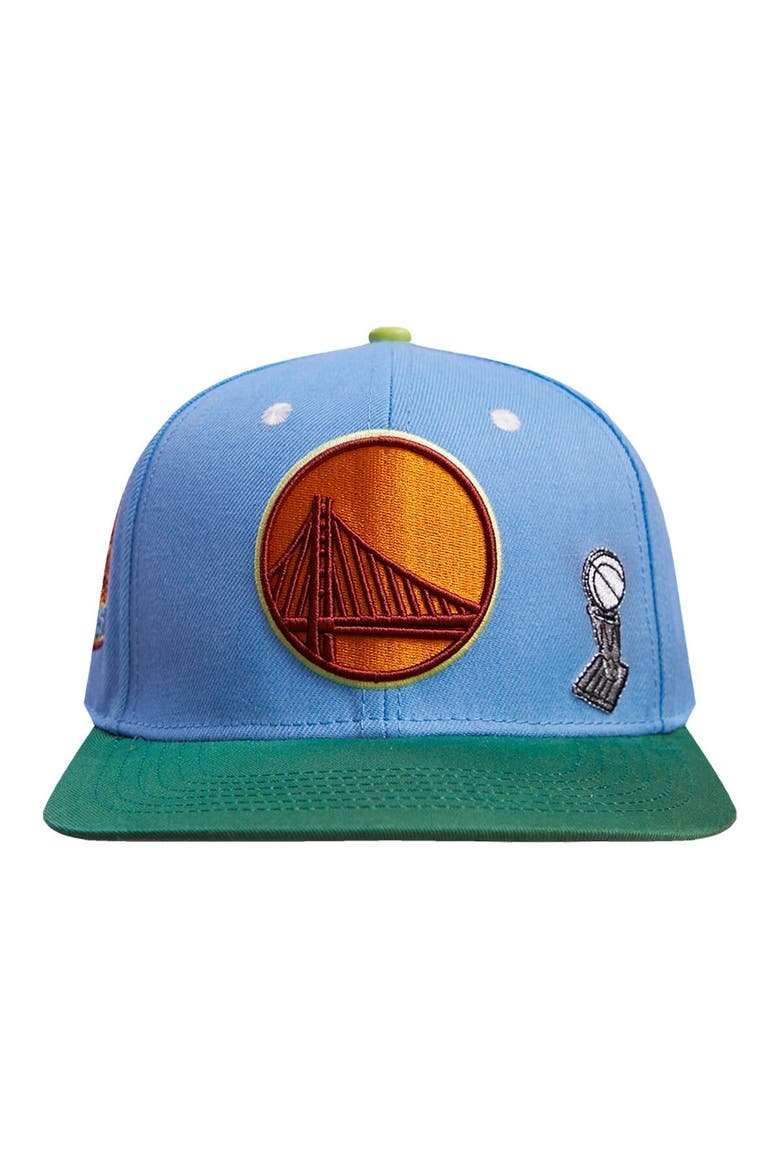 Men's Pro Standard Light Blue/Green Golden State Warriors Retro Program 2-Tone Snapback Hat, Alternate, color, Light Blue