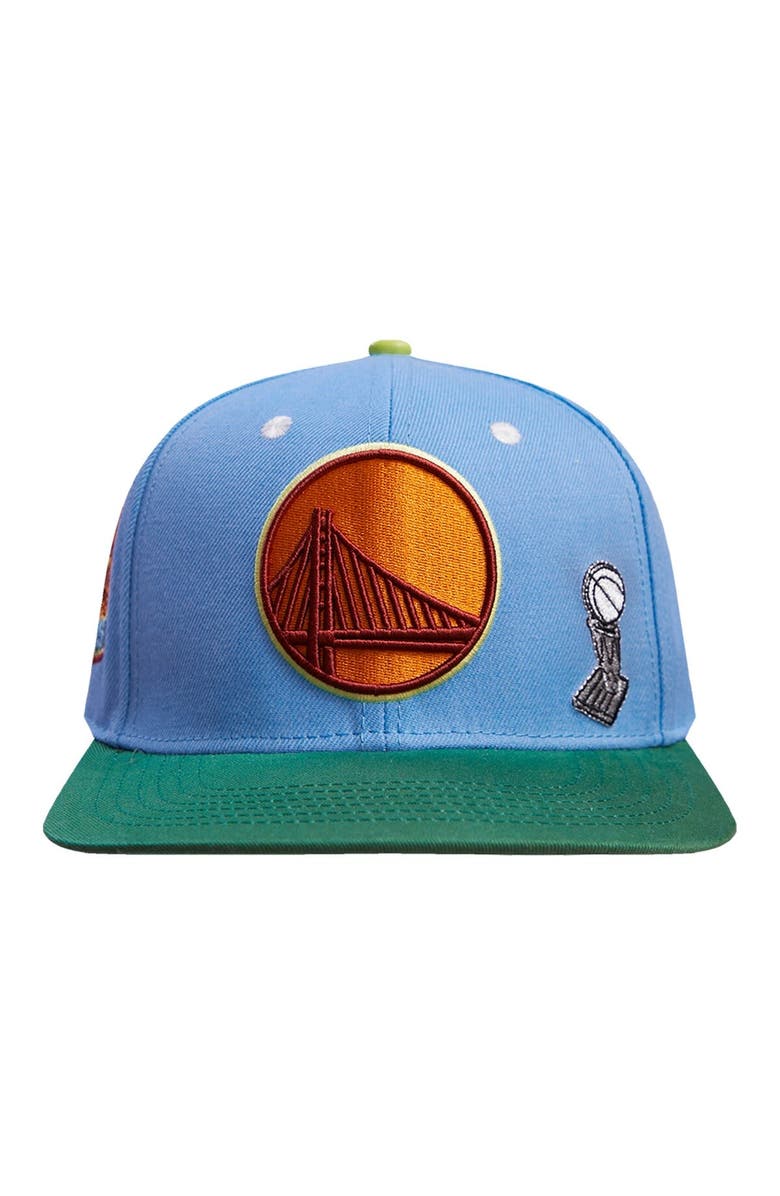 PRO STANDARD Men's Pro Standard Light Blue/Green Golden State Warriors Retro Program 2-Tone Snapback Hat, Alternate, color, Light Blue