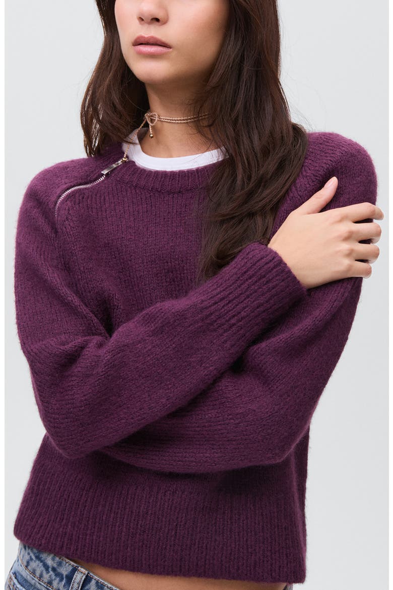 Zip Trim Sweater, Main, color, MAROON