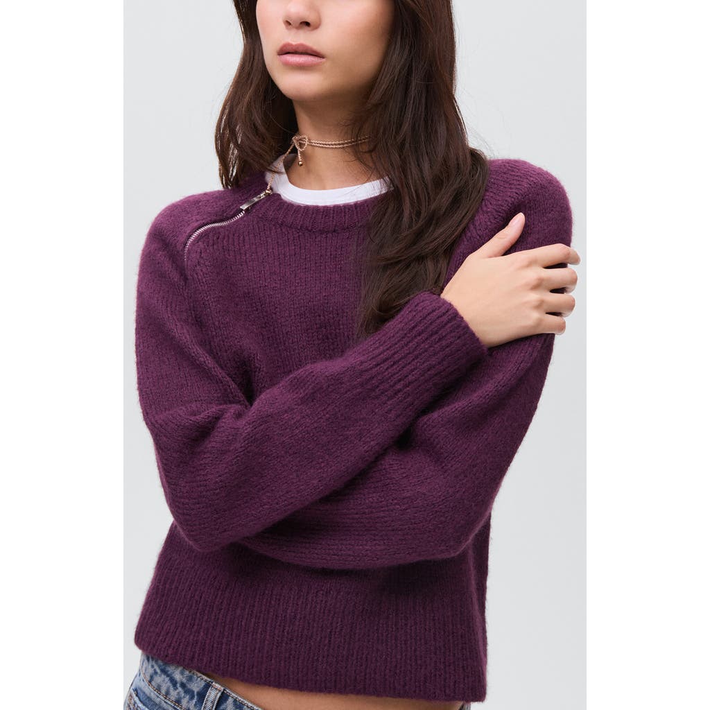 Mango Teen Zip Trim Sweater In Purple