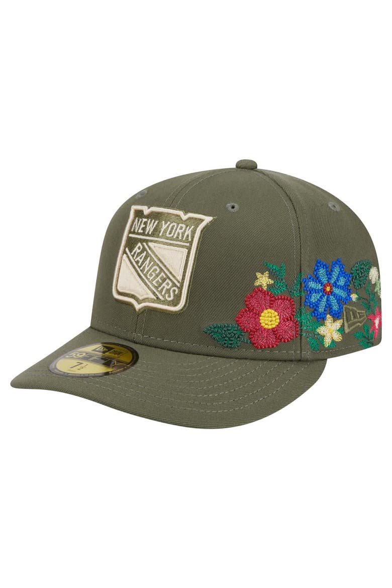 Men's New Era Olive New York Rangers Tonal Florals 59FIFTY Fitted Hat, Main, color, Olive
