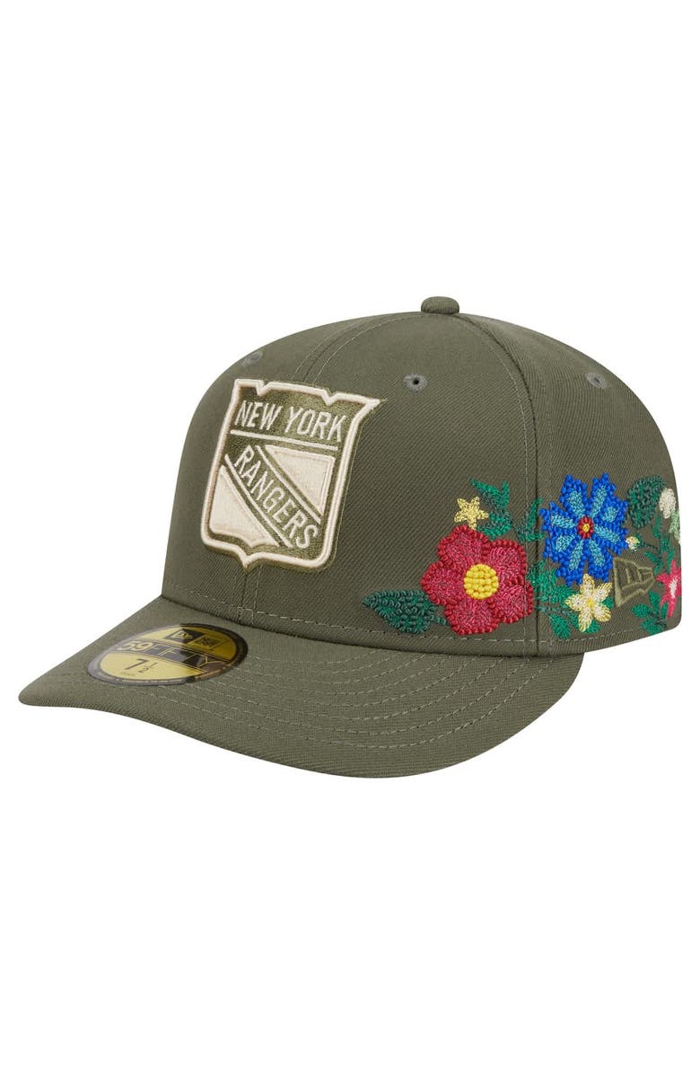 New Era Men's New Era Olive New York Rangers Tonal Florals 59FIFTY Fitted Hat, Main, color, Olive