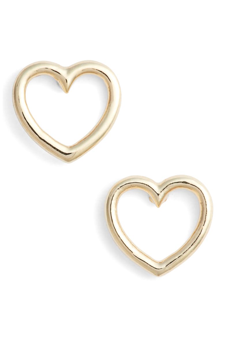 Small Open Heart Stud Earrings, Main, color, GOLD PLATED