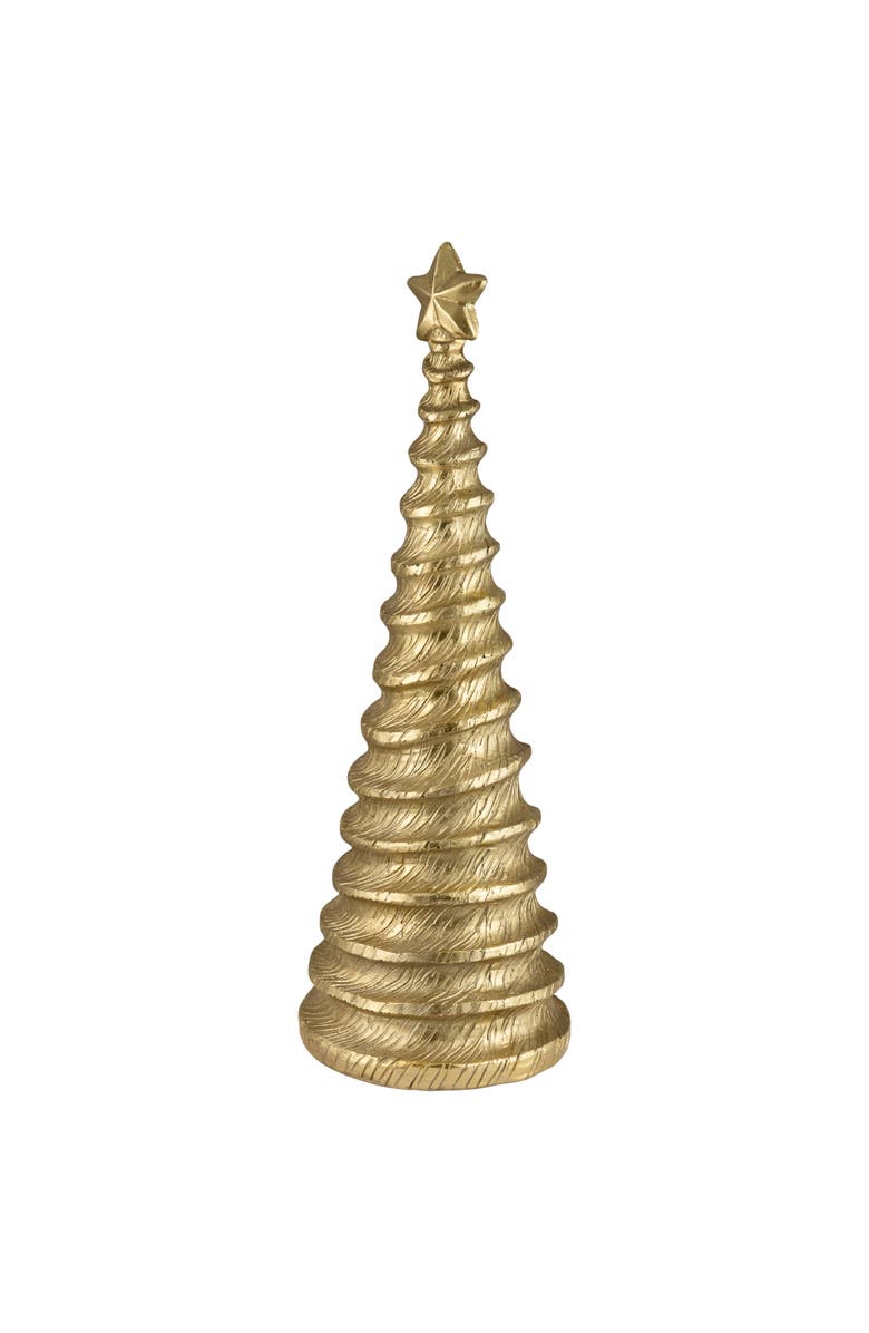Northlight Metallic Swirling Spirals Tabletop Tree with Star Christmas Decoration - 13.5" - Gold, Alternate, color, Gold