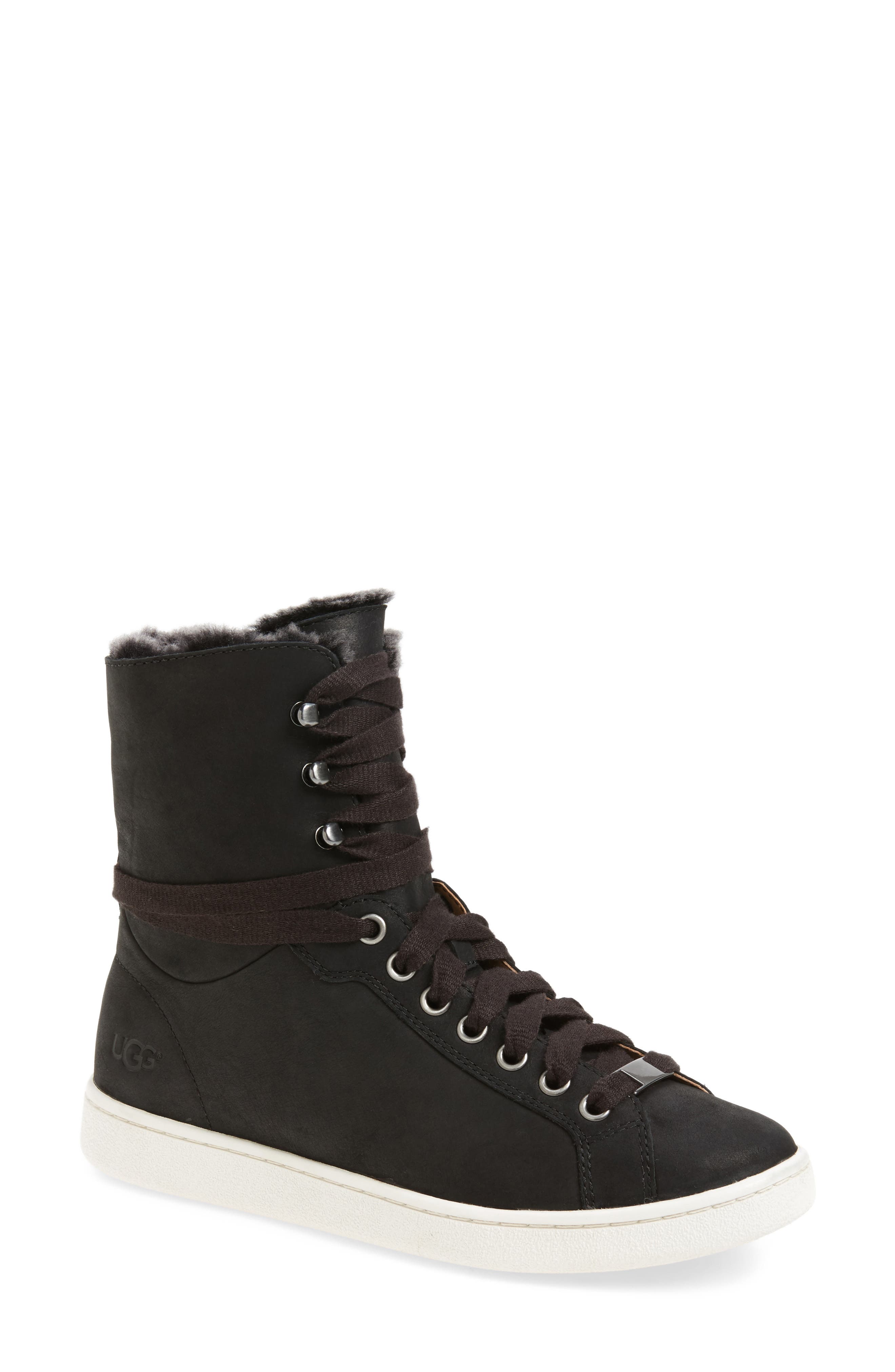 Starlyn Genuine Shearling Lined Boot, Main, color, BLACK LEATHER