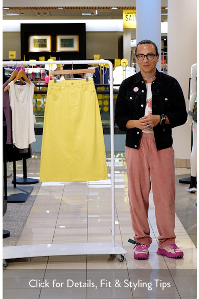 Slit Hem Denim Midi Skirt video