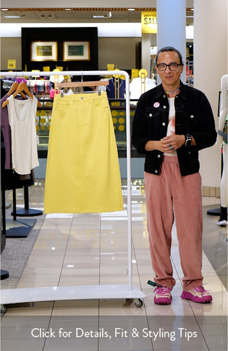 Slit Hem Denim Midi Skirt, sales video thumbnail