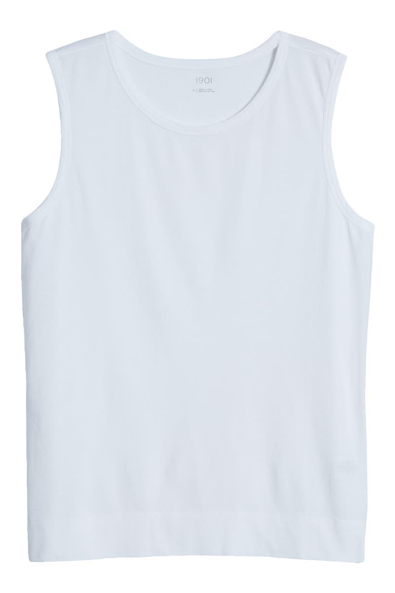 Cotton Blend Tank, Alternate, color, WHITE