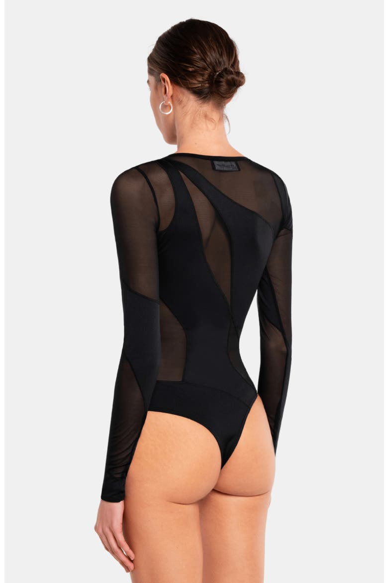 Spiral Bodysuit, Alternate, color, Black