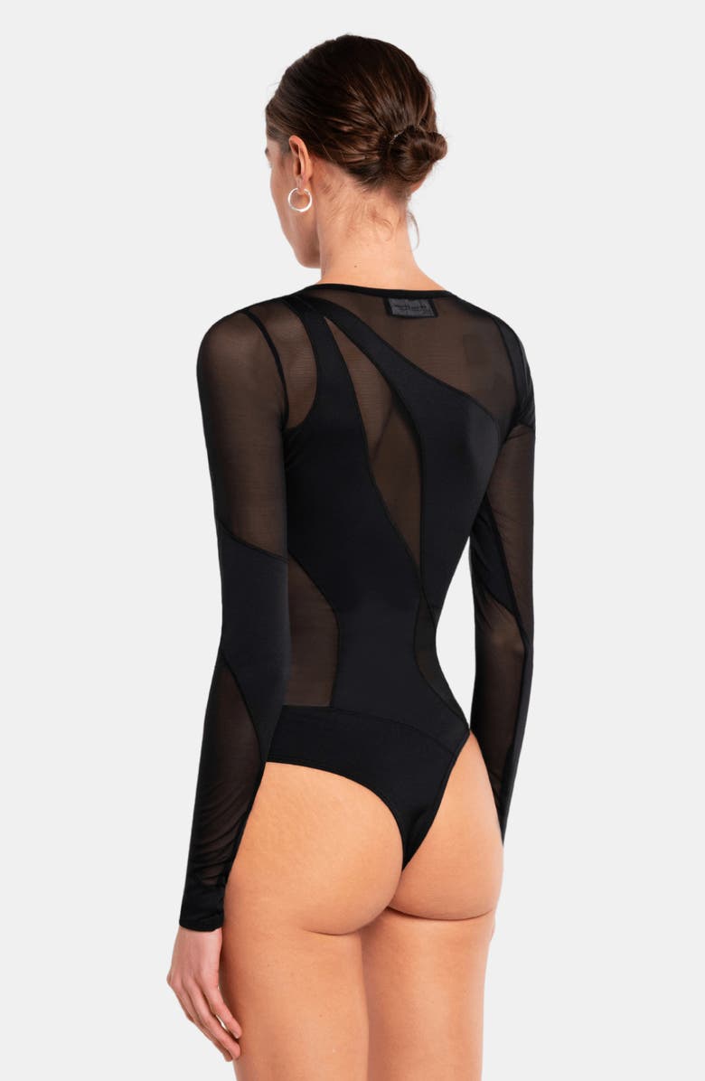 OW Collection Spiral Bodysuit, Alternate, color, Black